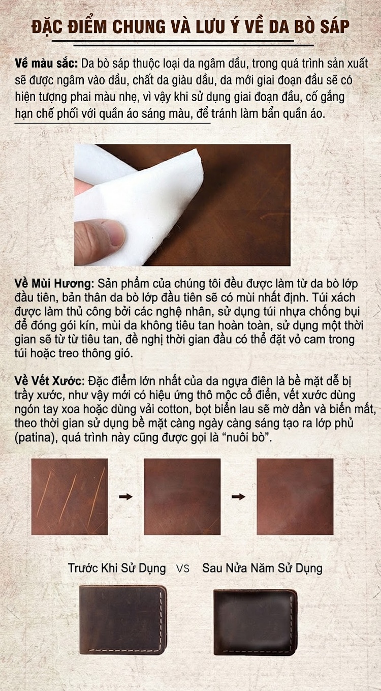 Túi Đeo Ngực/Đeo Chéo Nam Da Bò Lớn Phong Cách Retro Màu Nâu, Đen chi tiết 27