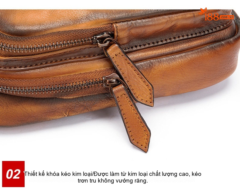 Túi Đeo Ngực/Đeo Chéo Nam Da Bò Lớn Thời Trang Màu Nâu chi tiết 13
