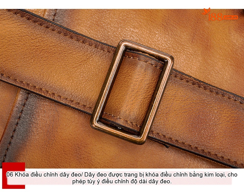 Túi Đeo Ngực/Đeo Chéo Nam Da Bò Lớn Thời Trang Màu Nâu chi tiết 14