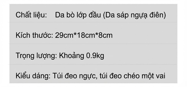 Túi Đeo Ngực/Đeo Chéo Nam Da Bò Lớp Đầu Vintage Dung Tích Lớn Màu Nâu chi tiết 3