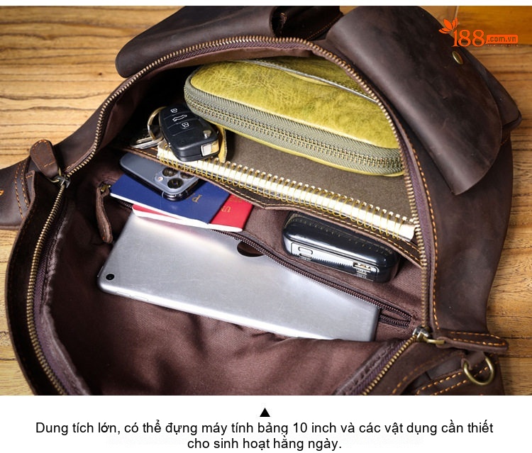 Túi Đeo Ngực/Đeo Chéo Nam Da Bò Phong Cách Retro chi tiết 11