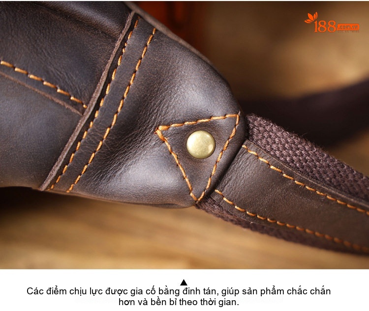 Túi Đeo Ngực/Đeo Chéo Nam Da Bò Phong Cách Retro chi tiết 15