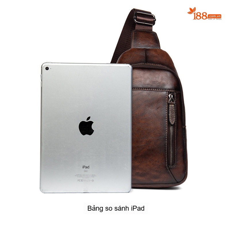 Túi Đeo Ngực/Đeo Chéo Nam Da Bò Thật Phong Cách Retro Màu Nâu, Đen chi tiết 11