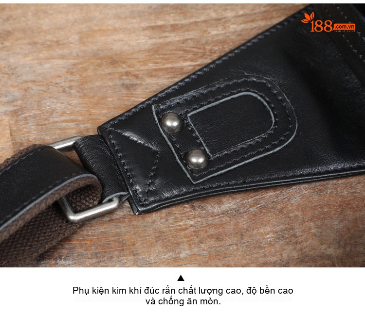 Túi Đeo Ngực/Đeo Chéo Nam Da Bò Thủ Công Phong Cách Retro Màu Đen, Nâu, Cam chi tiết 6