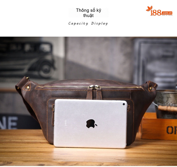 Túi Đeo Ngực/Đeo Chéo Nam Da Bò Thủ Công Vintage chi tiết 8