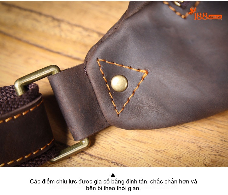 Túi Đeo Ngực/Đeo Chéo Nam Da Bò Thủ Công Vintage chi tiết 13
