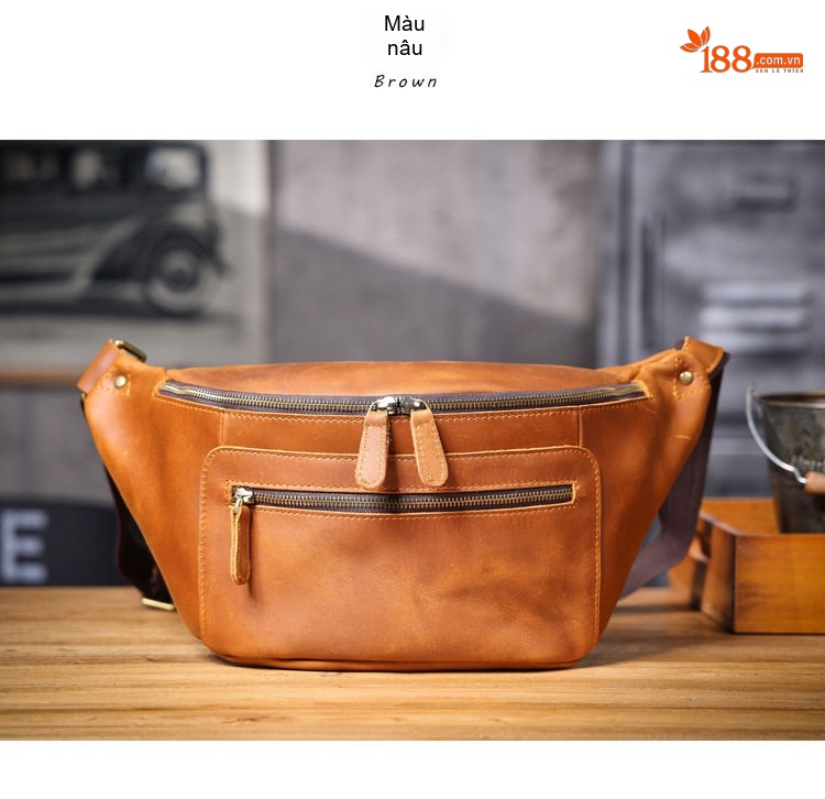 Túi Đeo Ngực/Đeo Chéo Nam Da Bò Thủ Công Vintage chi tiết 19