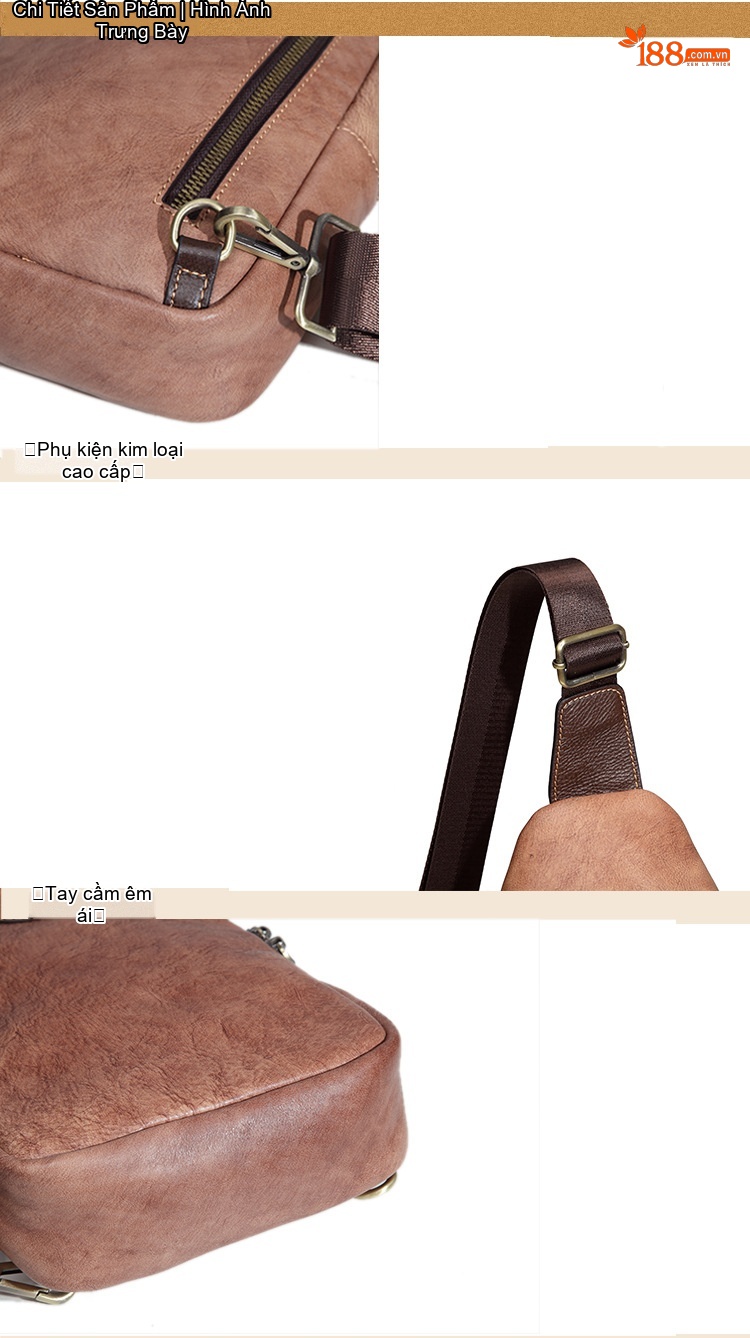 Túi Đeo Chéo Nam Da Bò Thủ Công Vintage Phong Cách Du Lịch chi tiết 10