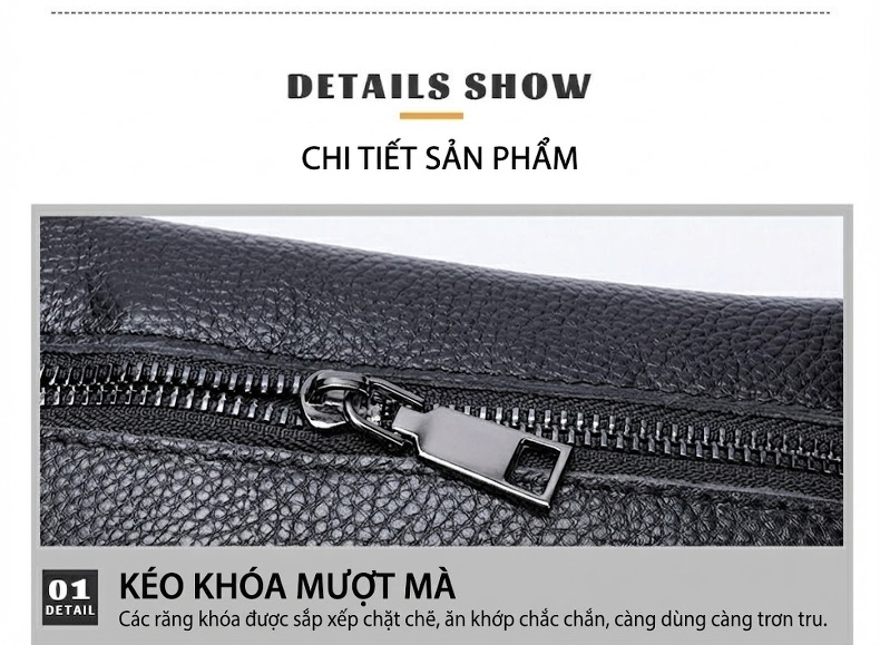 Túi Đeo Ngực/Đeo Chéo Nam Da Thật Chống Thấm Nước Thiết Kế Tối Giản Màu Đen chi tiết 32