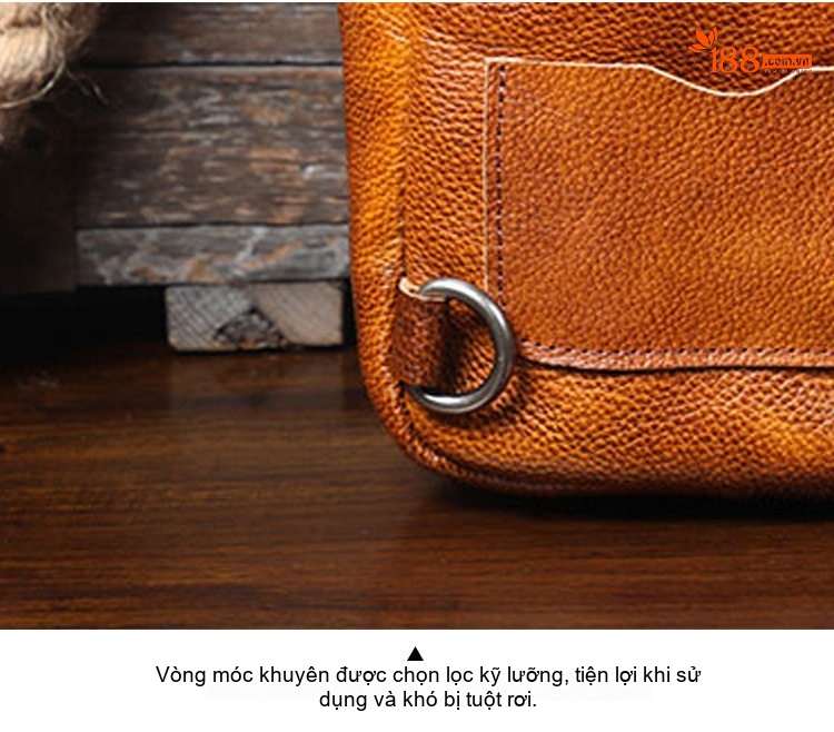 Túi Đeo Ngực/Đeo Chéo Nam Da Thật Da Bò Lớn Phong Cách Thời Trang Màu Nâu chi tiết 15