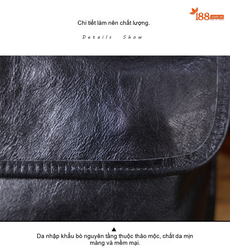 Túi Đeo Ngực/Đeo Chéo Nam Da Thật Đầu Lớp Thực Vật Túi Nhỏ Mini Đựng Điện Thoại Màu Đen chi tiết 13