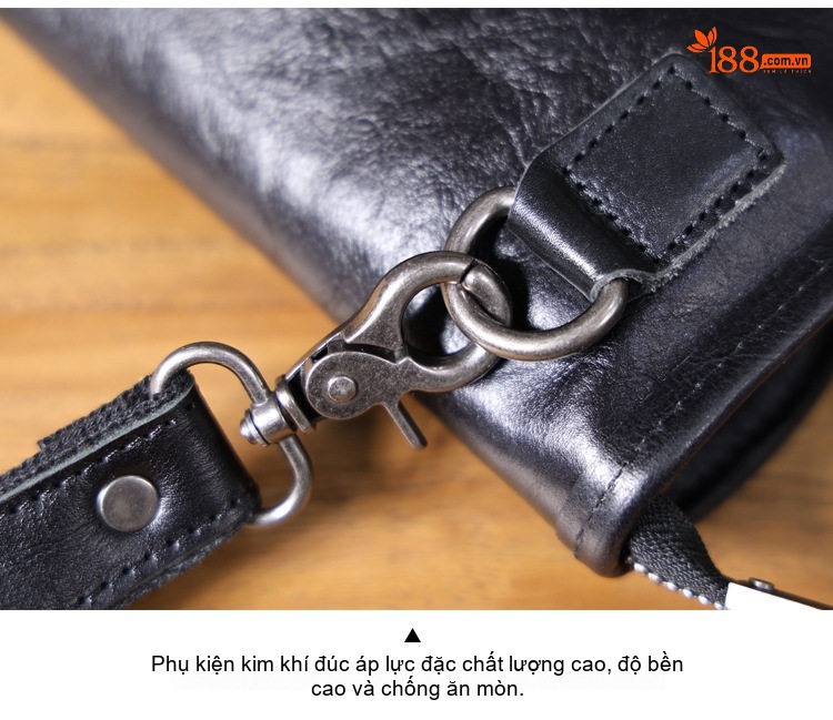Túi Đeo Ngực/Đeo Chéo Nam Da Thật Đầu Lớp Thực Vật Túi Nhỏ Mini Đựng Điện Thoại Màu Đen chi tiết 14