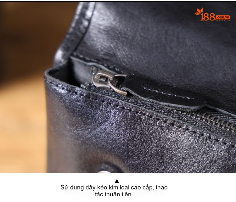 Túi Đeo Ngực/Đeo Chéo Nam Da Thật Đầu Lớp Thực Vật Túi Nhỏ Mini Đựng Điện Thoại Màu Đen chi tiết 15
