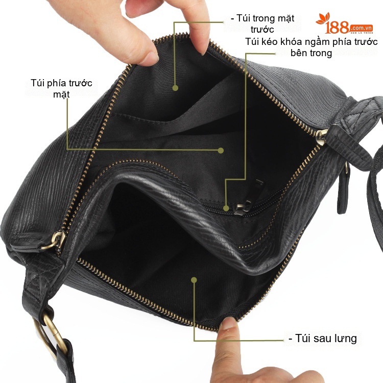 Túi Đeo Ngực/Đeo Chéo Nam Da Thật Phong Cách Cổ Điển Màu Nâu chi tiết 52