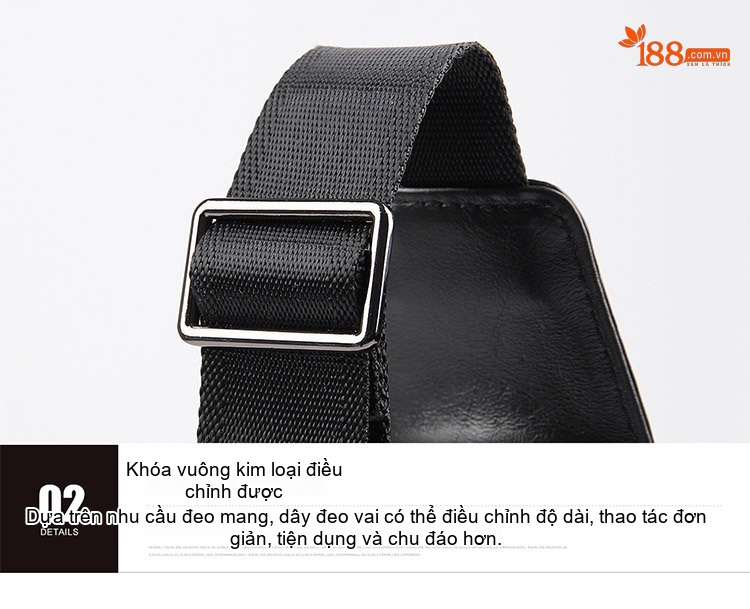 Túi Đeo Ngực/Đeo Chéo Nam Da Thật Phong Cách Retro Cao Cấp Màu Đen chi tiết 10