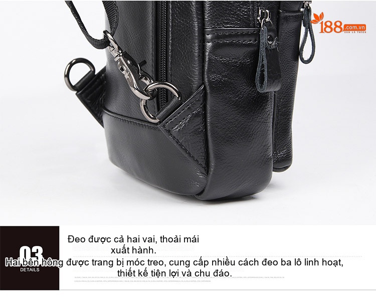 Túi Đeo Ngực/Đeo Chéo Nam Da Thật Phong Cách Retro Cao Cấp Màu Đen chi tiết 11