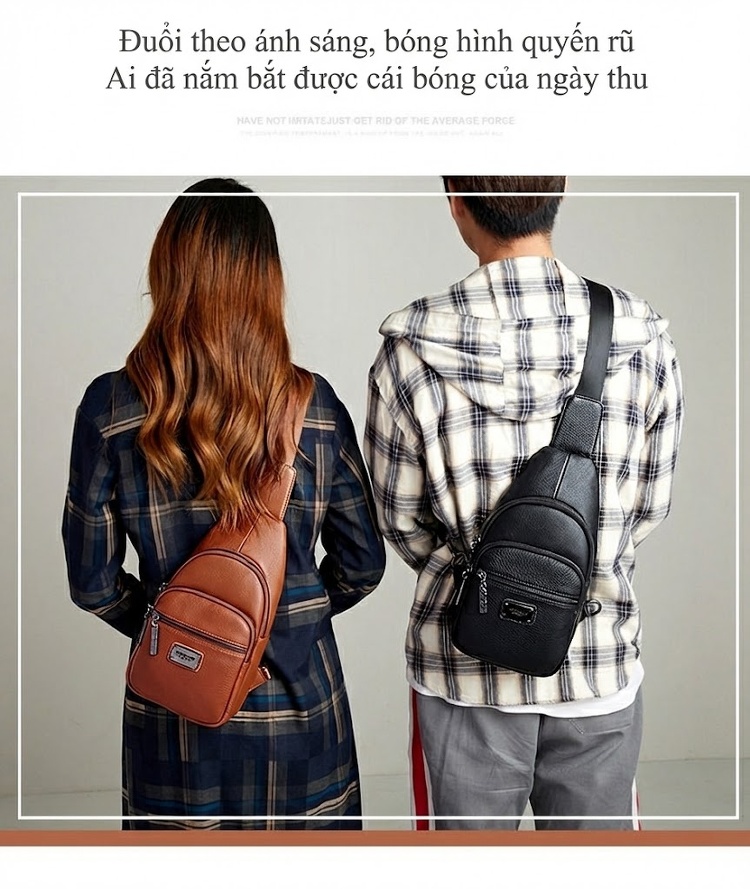 Túi Đeo Ngực/Đeo Chéo Nữ Da Bò Phong Cách Retro Nhiều Ngăn Màu Nâu chi tiết 3