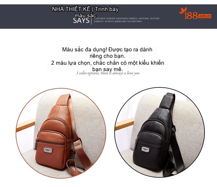 Túi Đeo Ngực/Đeo Chéo Nữ Da Bò Phong Cách Retro Nhiều Ngăn Màu Nâu chi tiết 16