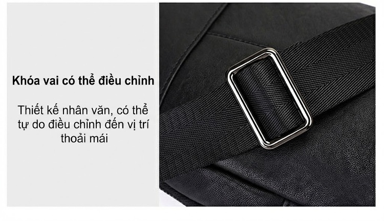 Túi Đeo Ngực/Đeo Vai Nam Da Bò Chống Nước Phong Cách Âu Mỹ Màu Đen chi tiết 6