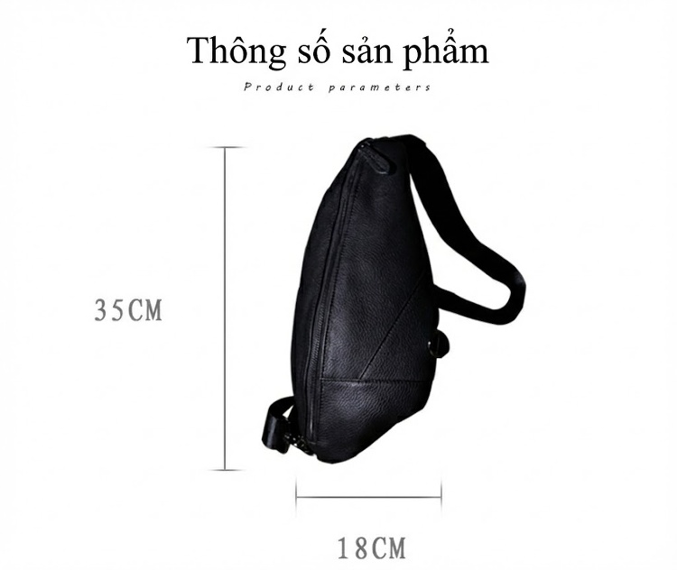 Túi Đeo Ngực/Đeo Vai Nam Da Bò Thật Phong Cách Casual Màu Đen chi tiết 1