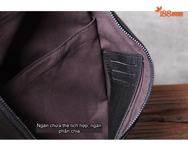 Túi Đeo Ngực/Đeo Vai Nam Da Bò Thật Phong Cách Casual Màu Đen chi tiết 22