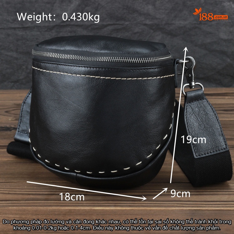 Túi Đeo Ngực/Đeo Vai Nữ Da Bò Thật Phong Cách Retro Hàn Quốc Màu Đen