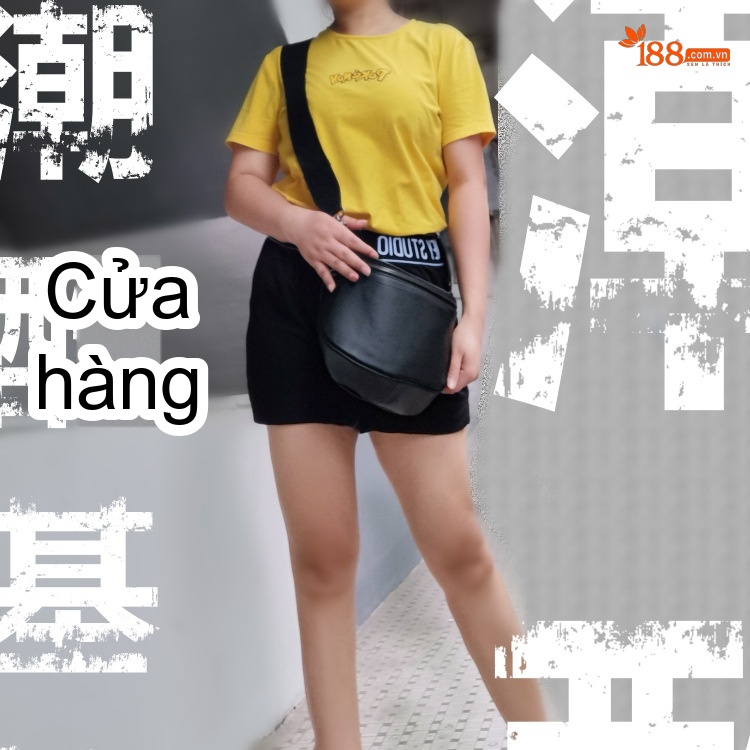 Túi Đeo Ngực/Đeo Vai Nữ Da Bò Thật Phong Cách Retro Hàn Quốc Màu Đen chi tiết 3