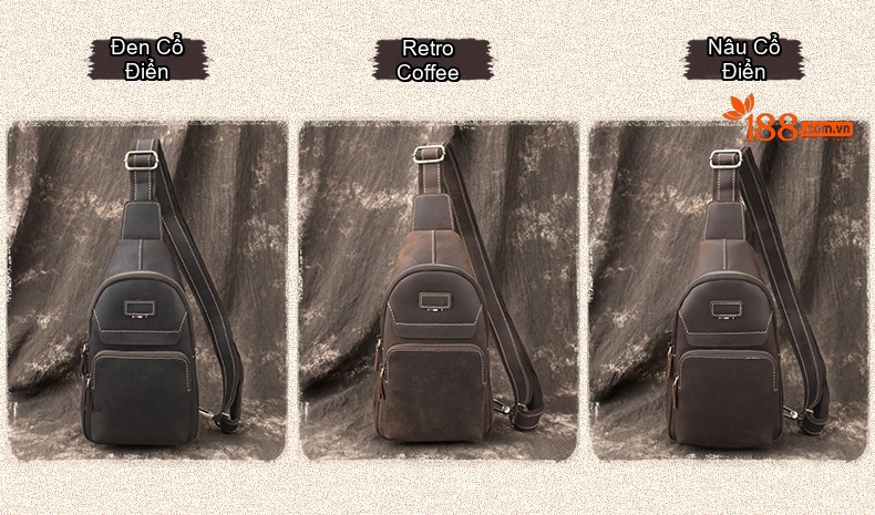 Túi Đeo Ngực Nam Da Bò Đầu Lớp Phong Cách Retro, Túi Đeo Chéo Vai Nam Tính chi tiết 3