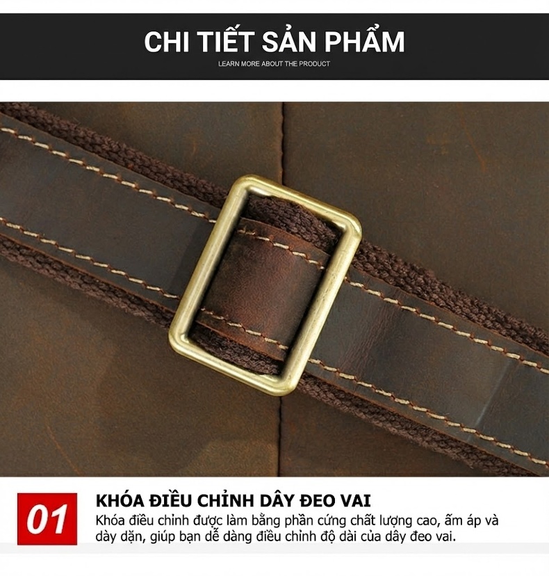 Túi Đeo Ngực Nam Da Bò Đeo Chéo Cao Cấp Thời Trang Màu Cà Phê chi tiết 14