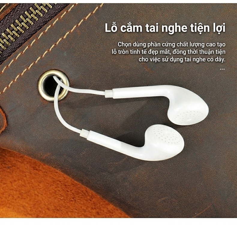 Túi Đeo Ngực Nam Da Bò Đeo Chéo Cao Cấp Thời Trang Màu Cà Phê chi tiết 9