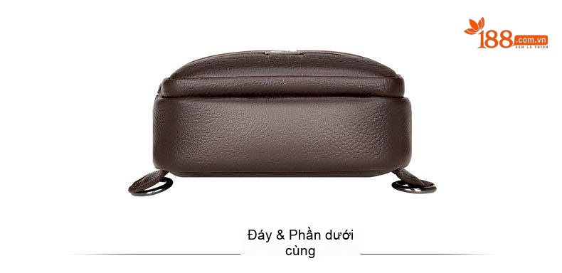 Túi Đeo Ngực Nam Da Bò Đeo Chéo Nhiều Ngăn Khóa Kéo Đôi Màu Đen, Nâu chi tiết 25
