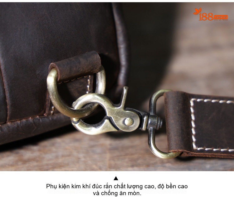 Túi Đeo Ngực Nam Da Bò Đeo Chéo Vai Phong Cách Retro Màu Nâu chi tiết 12