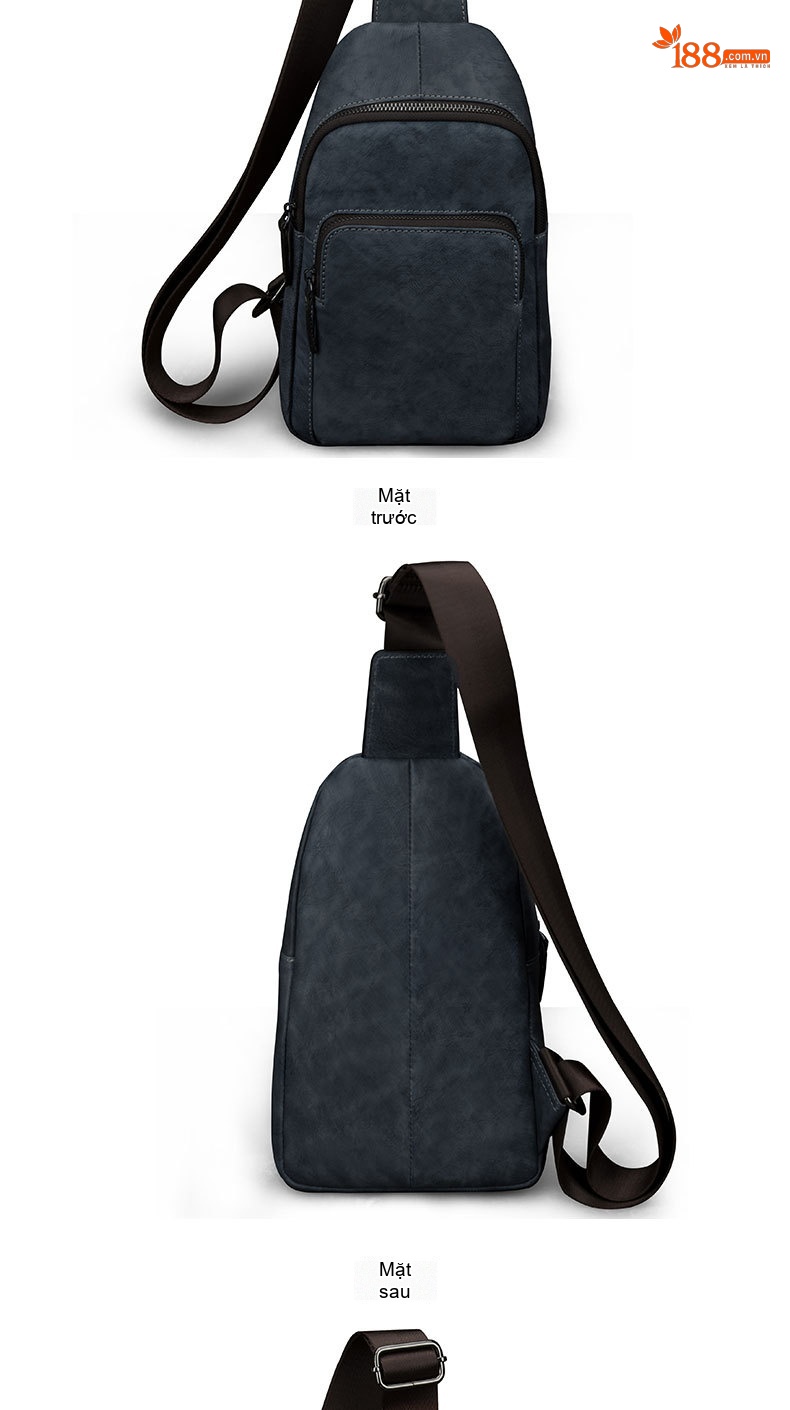 Túi Đeo Ngực Nam Da Bò Đeo Chéo Vai Phong Cách Retro Màu Nâu, Xanh Navy chi tiết 10