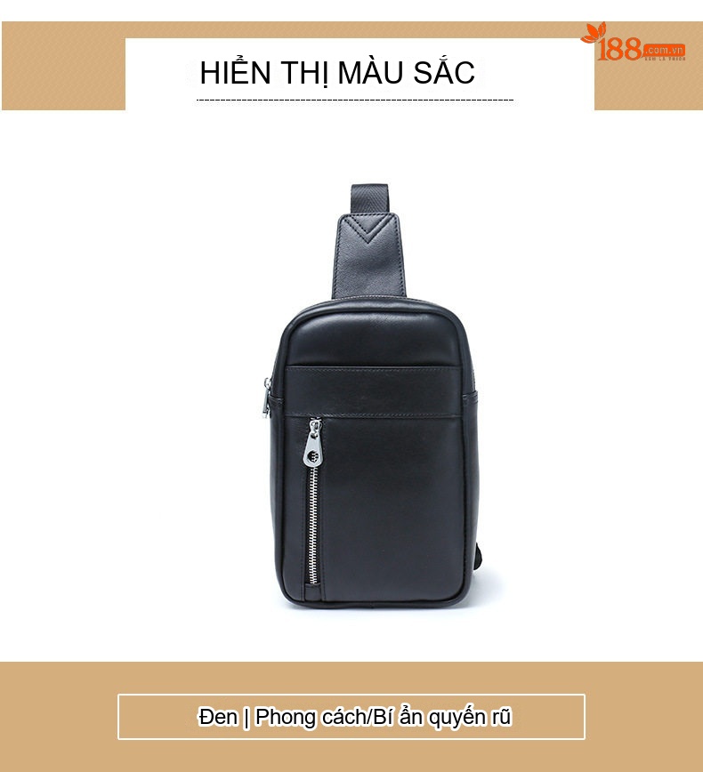 Túi đeo ngực nam da bò kiểu dáng thể thao, thiết kế nhỏ gọn chi tiết 10