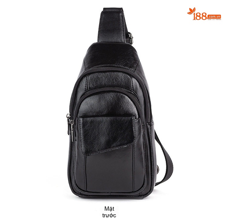 Túi Đeo Ngực Nam Da Bò Lớp Đầu Phong Cách Retro Màu Nâu, Đen chi tiết 15