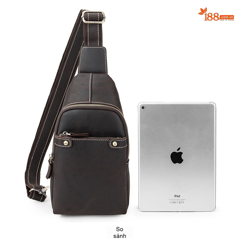 Túi đeo ngực nam da bò lớp đầu phong cách retro, đeo chéo một bên vai thể thao chi tiết 15