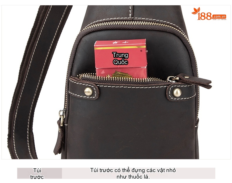 Túi đeo ngực nam da bò lớp đầu phong cách retro, đeo chéo một bên vai thể thao chi tiết 21