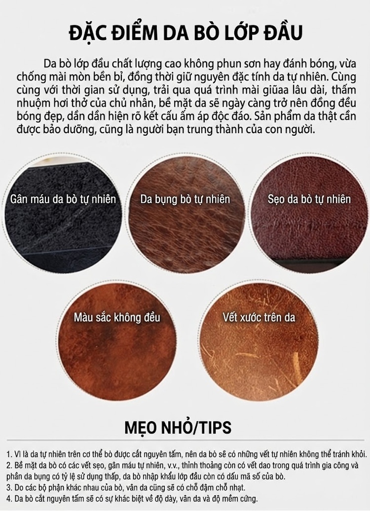 Túi Đeo Ngực Nam Da Bò Lớp Đầu Tiên Phong Cách Retro Màu Nâu chi tiết 22