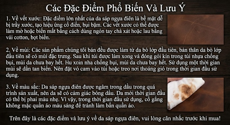 Túi Đeo Ngực Nam Da Bò Lớp Đầu Tiên Phong Cách Retro Màu Nâu chi tiết 23