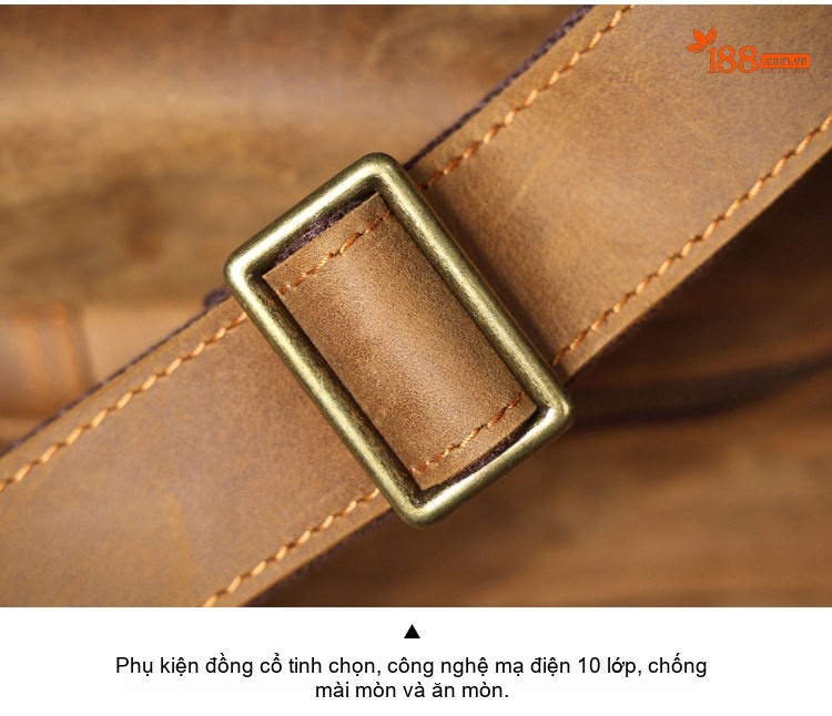 Túi Đeo Ngực Nam Da Bò Lớp Đầu Tiên Phong Cách Retro Màu Nâu chi tiết 15