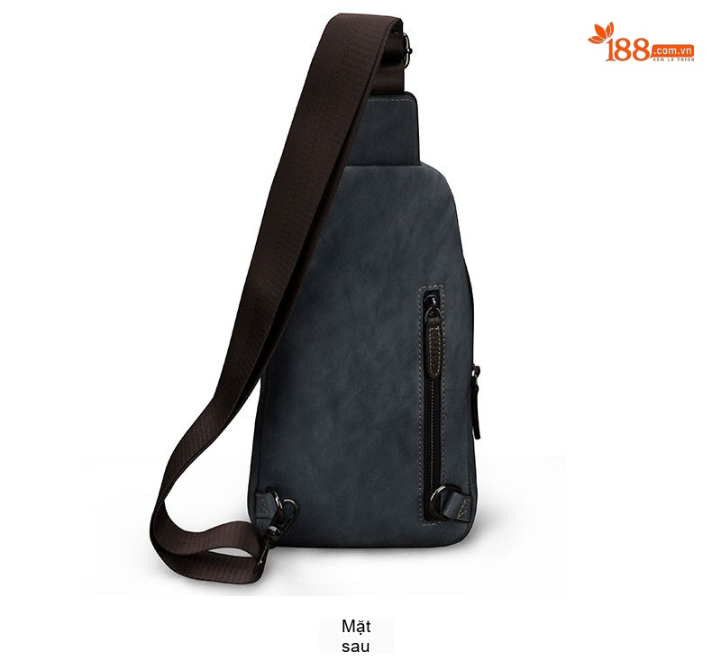 Túi Đeo Ngực Nam Da Bò Thật Đeo Chéo Một Bên Vai Phong Cách Retro Màu Nâu, Xanh Navy, Xám chi tiết 11