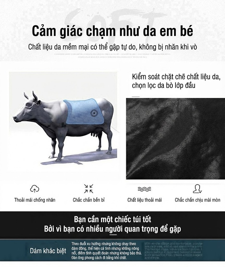 Túi Đeo Ngực Nam Da Bò Thật Đeo Vai Một Bên Phong Cách Thời Trang Màu Đen chi tiết 43