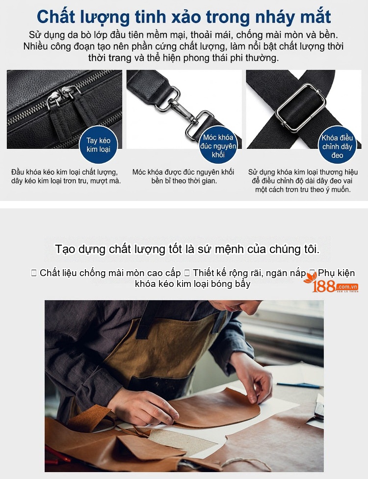 Túi Đeo Ngực Nam Da Thật Đa Năng Dung Tích Lớn chi tiết 8