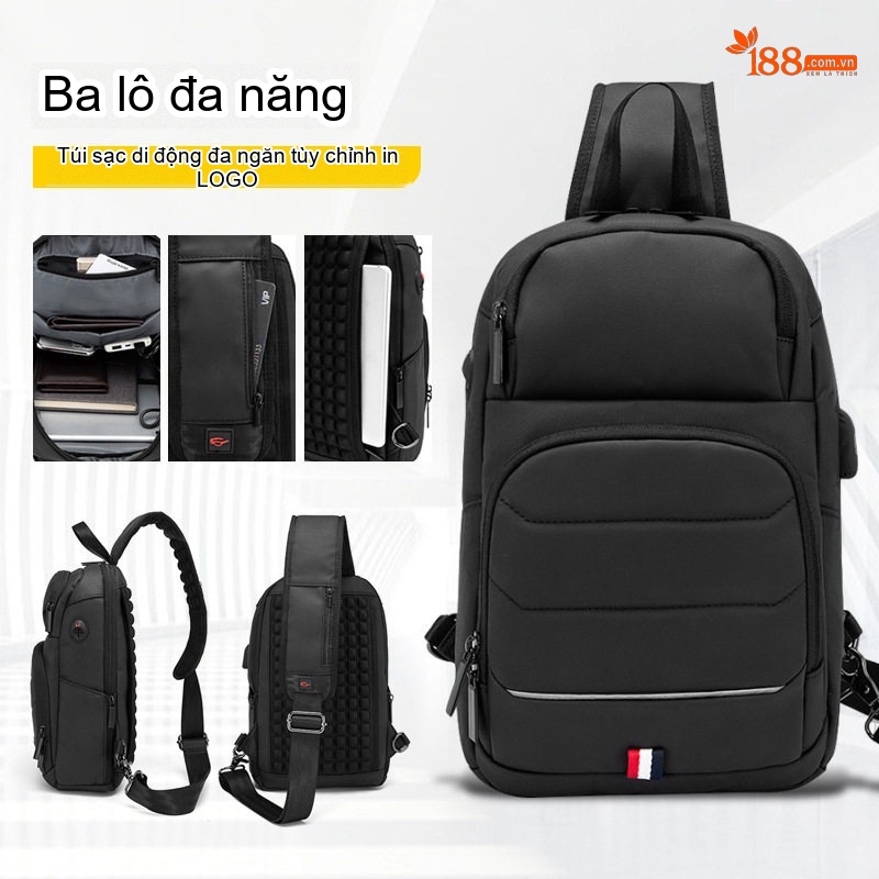 Túi Đeo Ngực Nam Da Thật Vân Cá Sấu Thời Trang Hàn Quốc Màu Đen chi tiết 15