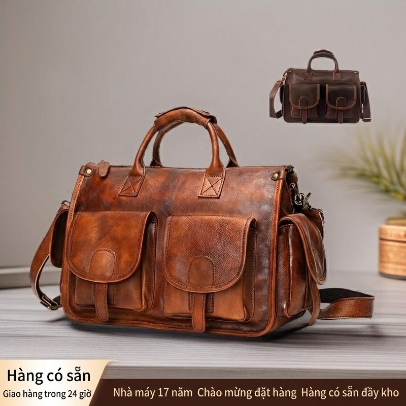 Túi Đeo Ngực Nam Da Thật Vân Cá Sấu Thời Trang Hàn Quốc Màu Đen chi tiết 17