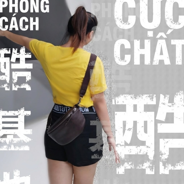Túi Đeo Ngực Nữ Da Bò Siêu Mềm Mịn Đeo Chéo Vai Phong Cách Ulzzang Màu Đen