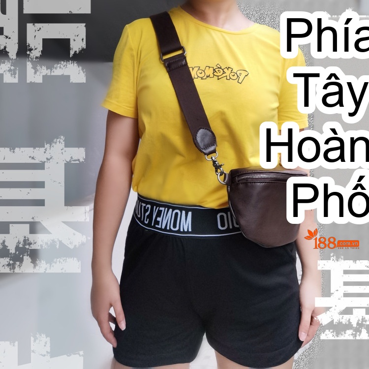 Túi Đeo Ngực Nữ Da Bò Siêu Mềm Mịn Đeo Chéo Vai Phong Cách Ulzzang Màu Đen chi tiết 4