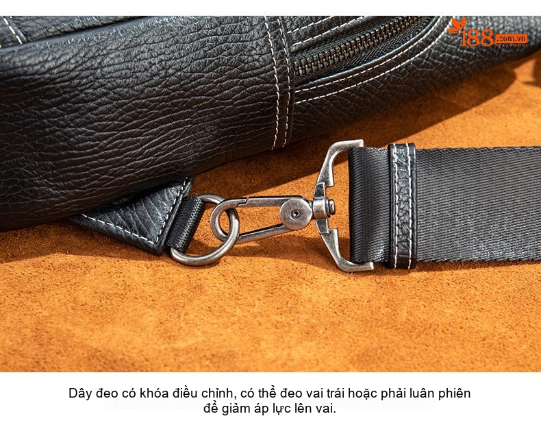 Túi đeo ngực nam da bò thời trang dáng hộp chi tiết 19