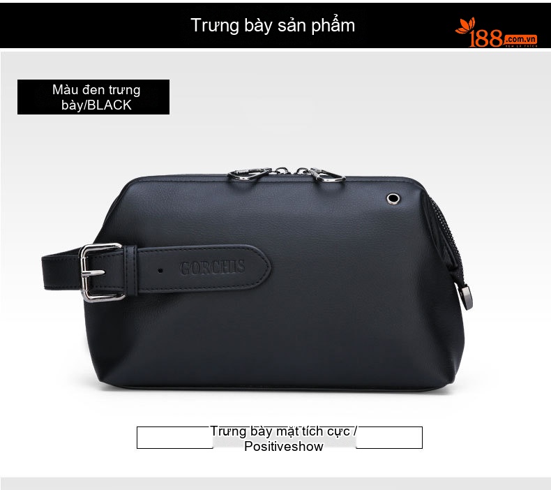 Túi Đeo Tay Nam Da Mềm Sức Chứa Lớn Phong Cách Âu Mỹ Màu Đen, Nâu chi tiết 18