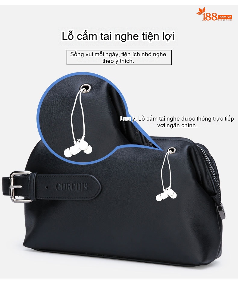 Túi Đeo Tay Nam Da Mềm Sức Chứa Lớn Phong Cách Âu Mỹ Màu Đen, Nâu chi tiết 6